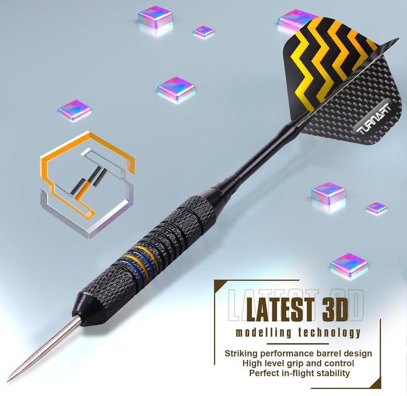 Turnart Darts Metal Tip Set - Steel Tip Darts Darts Set Professional Metal Darts 12 pcs 22/24 Grams Pro Dart Set with Stylish Case Aluminum Shafts Extra 9 Flights - Image 4